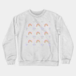 Rainbow and Rain Clouds Pattern Crewneck Sweatshirt